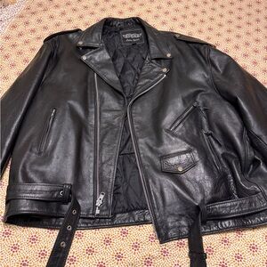 Unik Black Leather Biker Jacket